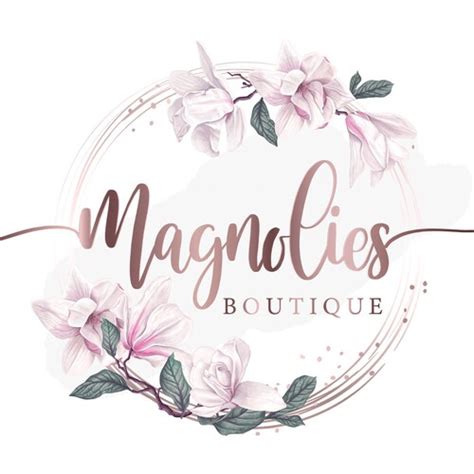 Magnolia Logo Design Spring Flower Logo Floral Wreath Logo Etsy