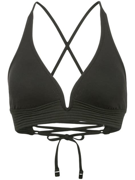 Seafolly Quilted Longline Bikini Top In Black Lyst