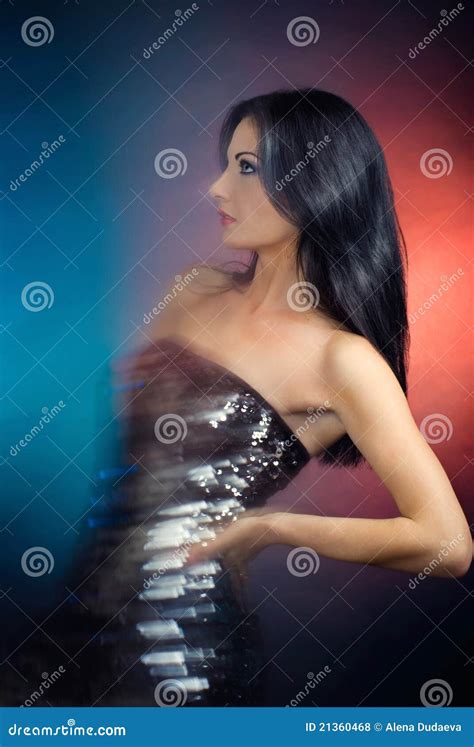 Beautiful Girl In A Sequin Dress Stock Photo Image Of Female Seduce