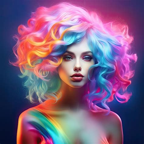 premium ai image a woman with colorful hair