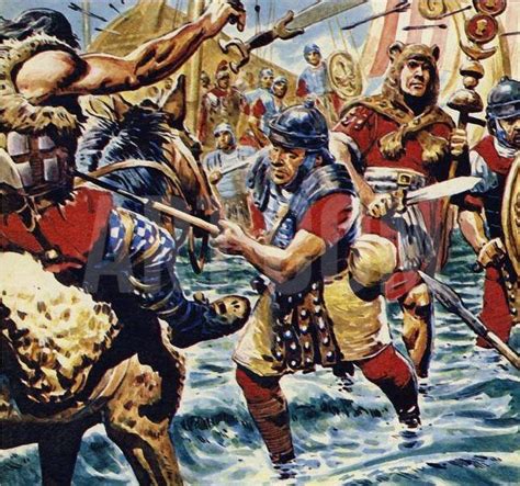 Roman Legionaries Crossing The River Medway Battle Of Medway June Ad In The Roman Invasion