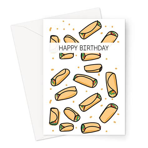 Happy Birthday Burrito Print Greeting Card Burritos Pattern Birthday