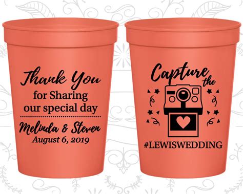 Capture The Love Wedding Personalized Wedding Cups Wedding Hashtag Cups Camera Thank You