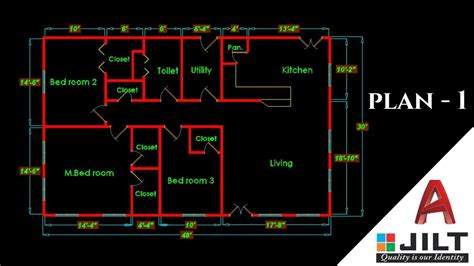 Make A Simple Floor Plan In Autocad Part 2 Youtube