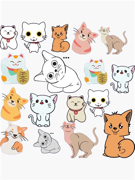 Set Of Cats Pattern Cute And Smiley Cats Sticker By Refqa Redbubble