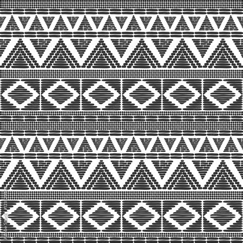 Tribal Pattern Vector In Black White Colors Print With African Tribe