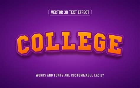 Premium Vector College 3d Editable Text Effect Style Text Effects