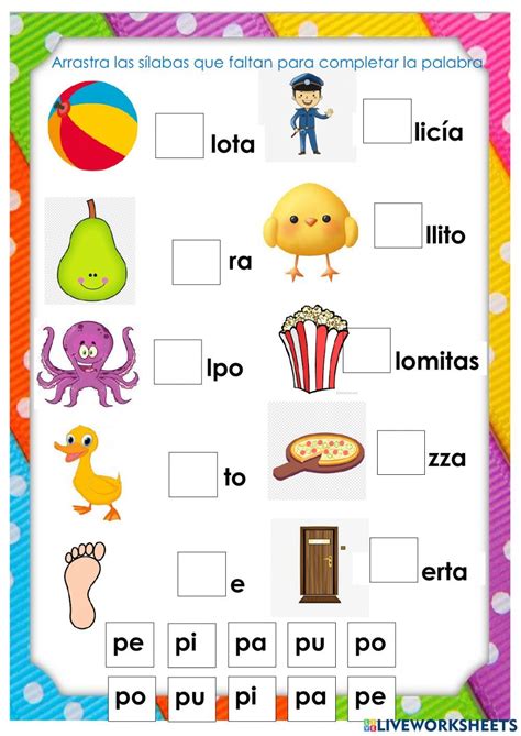 Actividad De Silabas Pa Pe Pi Po Pu Preschool Learning Activities F26