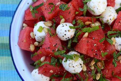 Recipe Watermelon And Mozzarella Salad With Mint And Pine Nuts Rachel Phipps