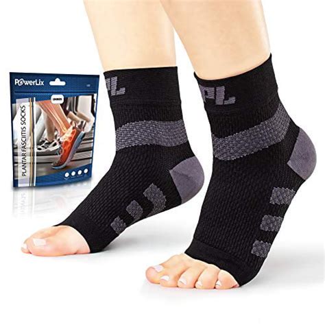 Powerlix Plantar Fasciitis Socks Pair Nano Socks Ankle Support Brace For Women And Men