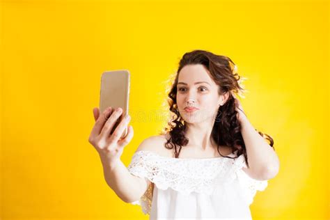 Young Woman Taking Selfie Stock Image Image Of Cellphone 113434017