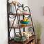Durable Metal And Wood Bakers Rack With Classic Wicker Basket Storage
