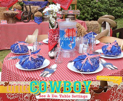 Diy Cowboy Party Table Centerpiece And Table Settings