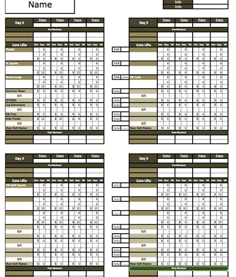 Personal Training Excel Template