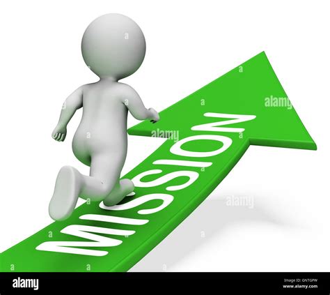 Mission Arrow Showing Motivation Goals 3d Rendering Stock Photo