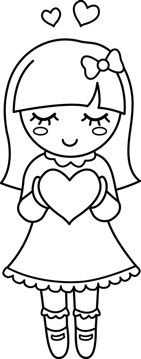 Selection of interesting and colorful paintings play an important role in attracting the kids towards the painting activity. Cute Valentine Girl Coloring Page - Free Clip Art