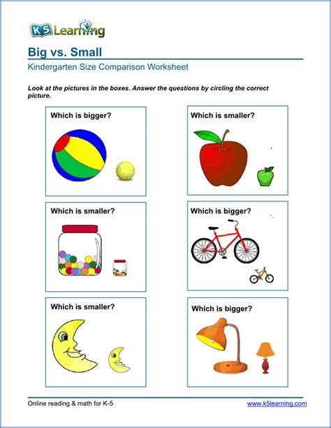 Kindergarten Size Comparison Worksheet Nursery Worksheets Free