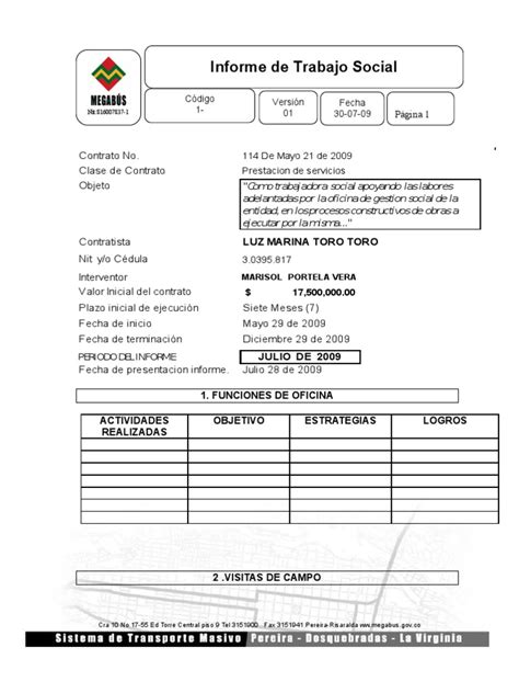 Formato Informe Trabajo Social Trabajo Social Science