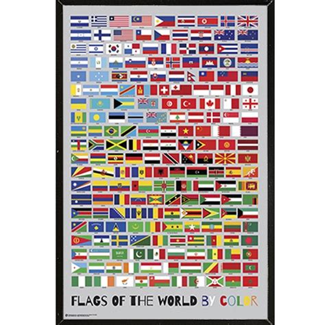 Color Poster Flags Of The World Black Plaquewoodmountpaper 24 Inch