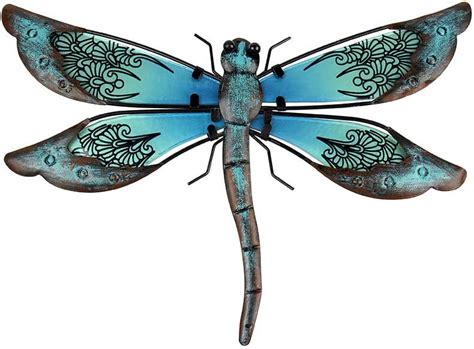 Liffy Metal Dragonfly Garden Wall Decor Outdoor Fence Art Outside Hanging Decorations For Living
