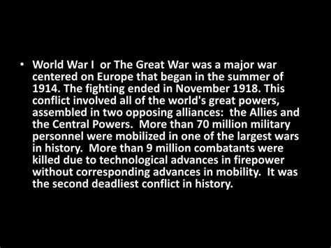 Ppt The Great War The War To End All Wars World War I 1920 The