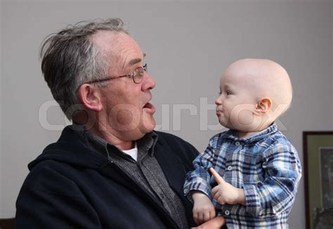 The Grandfather Talks To The Grandson Stock Image Colourbox