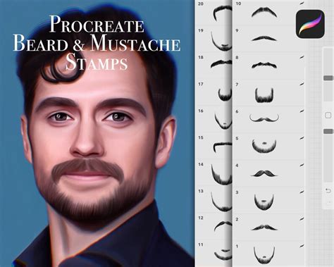 Procreate Beard And Mustache Stamps Procreate Beard Brushes Etsy