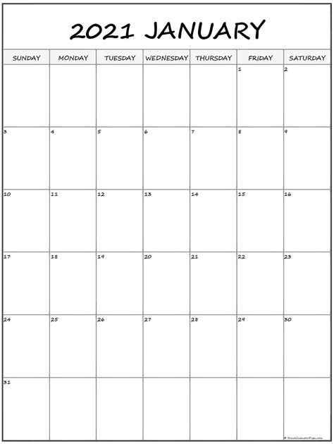 How to make a printable planner for april. January 2021 Vertical Calendar | Portrait