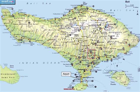 карты Карта острова Бали Bali Индонезия англ Индонезия Туристический портал Svali RU