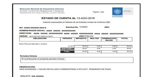 Guía Solicitud Estado De Cuenta En Linea Ministerio De Hacienda