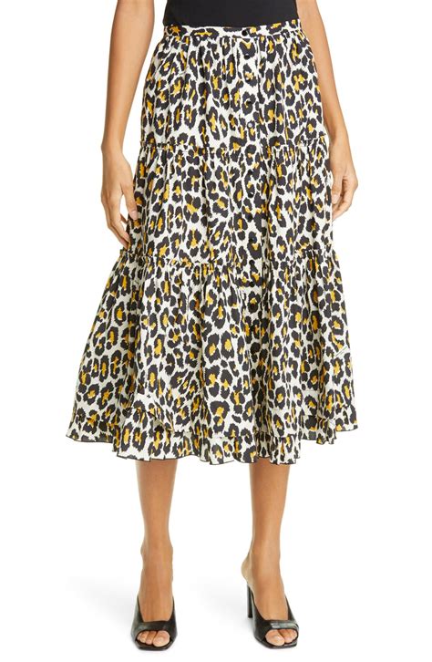 The Marc Jacobs The Prairie Leopard Print Midi Skirt Natural Multi