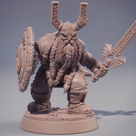 Dwarf Fighter Dwarf Miniatures Sword And Shield Dungeons And