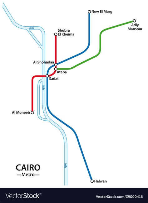 Metro Subway Map Egyptian Capital Cairo Royalty Free Vector