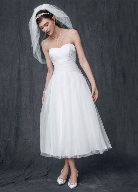 Paddington weddings bertossi sweetheart lace princess wedding dress size 12. David's Bridal Strapless Tulle Tea Length Wedding Dress | eBay