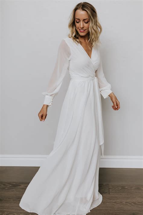 White Dress With Sleeves Long White Dress White Maxi Dresses White Wedding Dresses Dresses