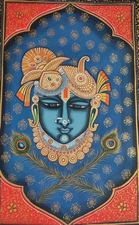 Pichwai Painting Of Shrinathji Mukharvind Kamal Talai On Cloth Etsy