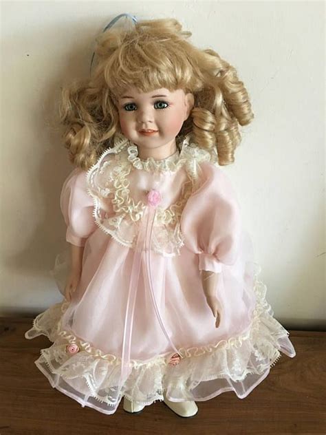 Vintage Porcelain Doll With Blond Hair And Eyelashes Etsy Vintage