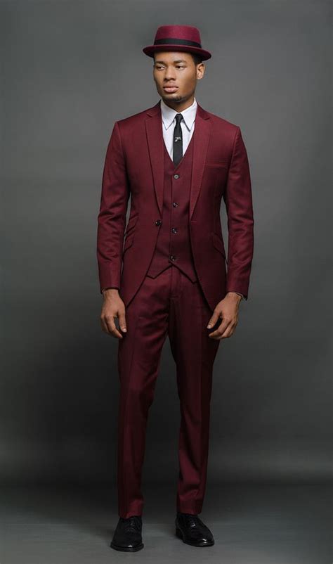 Burgundy Red Suit Men Blazer Wedding Groom Men Suit With
