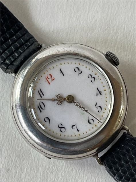 Longines Antique Military Trench Officers Silver Wwi Gem