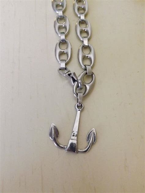 Vintage Gucci Italy Silver Toned Puffed Mariner Anchor Link Chain