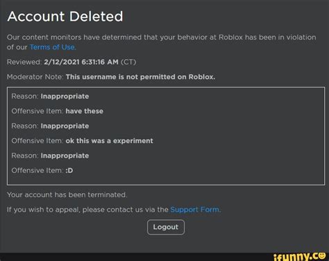 Account Deleted Our Content Monitors Have Determined That Your Behavior