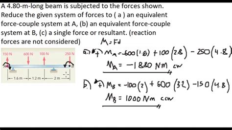 Equivalent Force Couple System Moment Statics Youtube