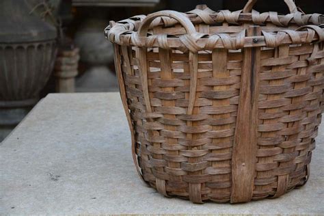 Vintage American Woven Wood Basket Detroit Garden Works