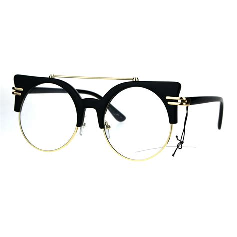 Sa106 Womens Retro Half Rim Round Mid Century Vintage Style Eye Glasses Black