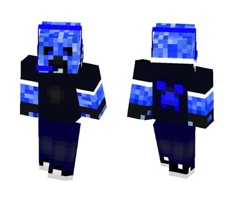 Minecraft Blue Creeper Hoodie Skin