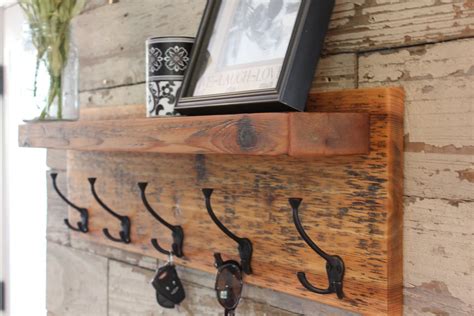 Rustic Entryway Coat Rack Distressed With Triple Hooks And Etsy