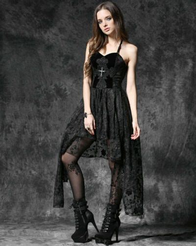 Dark In Love Gothic Cross Prom Dress Black Vtg Steampunk Victorian Lace
