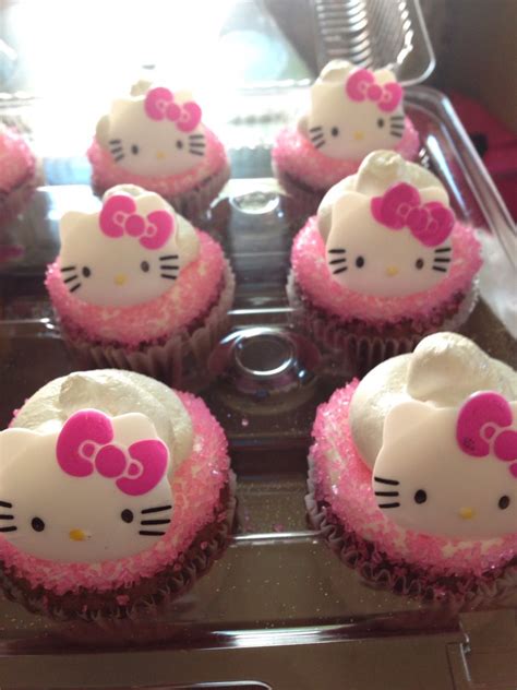 Hello Kitty Cupcakes With Pink Sugar And Iridescent Glitter Hello