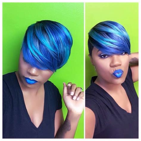 blue hair hairstylist based out of la area ig account keekeemora hair short hair color bold