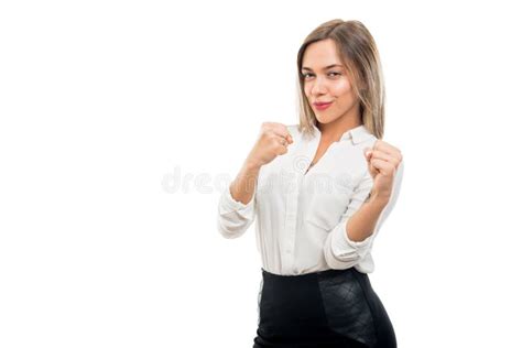 Young Woman Fighting With Fists Stock Image Image Of Exercise Fist